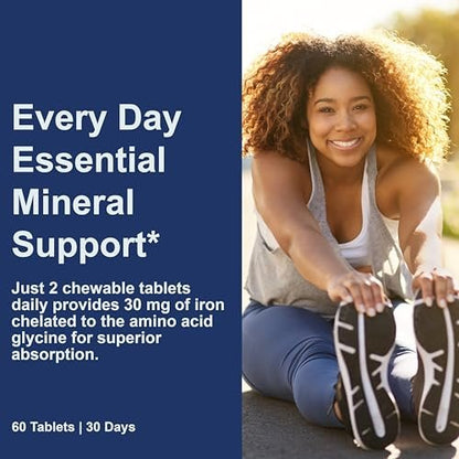 Carlson Kaubare Eisen Tabletten, 30 mg, Hervorragende Absorption, Blutgesundheit, Energieproduktion & Optimales Wohlbefinden, Natürlicher Erdbeergeschmack, 120 Tabletten
