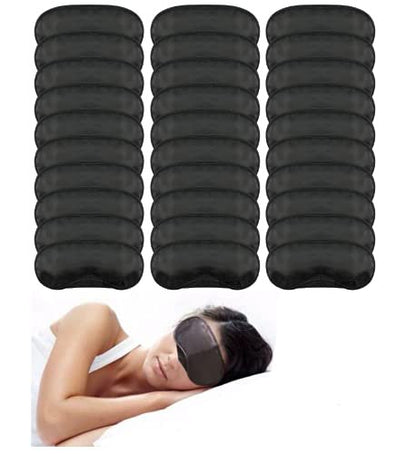 30er-Pack Schlafmasken – Augenmaske für Erwachsene und Kinder mit Nasensteg und verstellbarem Band, schwarz, Nylon
