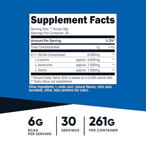 Nutricost BCAA Pulver (Ananas, 30 Portionen) - Optimales 2:1:1 Verhältnis