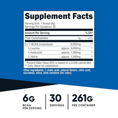 Nutricost BCAA Pulver (Ananas, 30 Portionen) - Optimales 2:1:1 Verhältnis