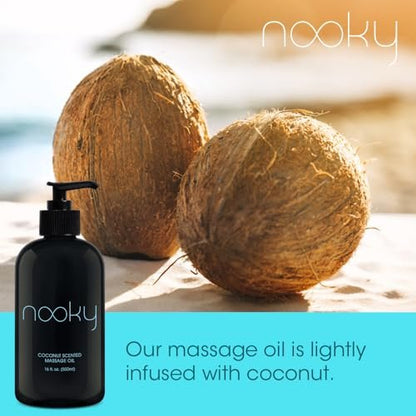 NOOKY Massageöl mit fraktioniertem Kokosnussöl für Massagen 16 Unzen (Kokosnuss)
