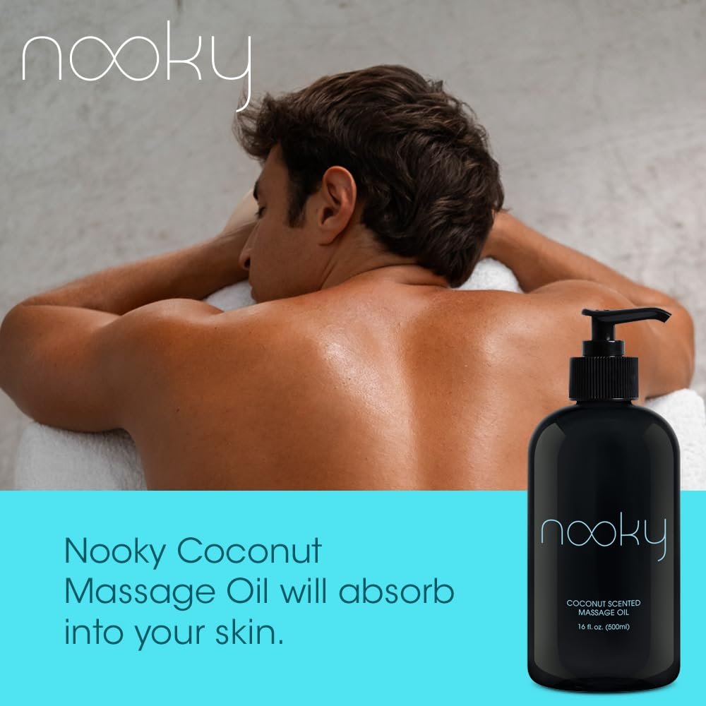 NOOKY Massageöl mit fraktioniertem Kokosnussöl für Massagen 16 Unzen (Kokosnuss)