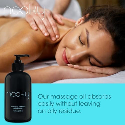 NOOKY Massageöl mit fraktioniertem Kokosnussöl für Massagen 16 Unzen (Kokosnuss)