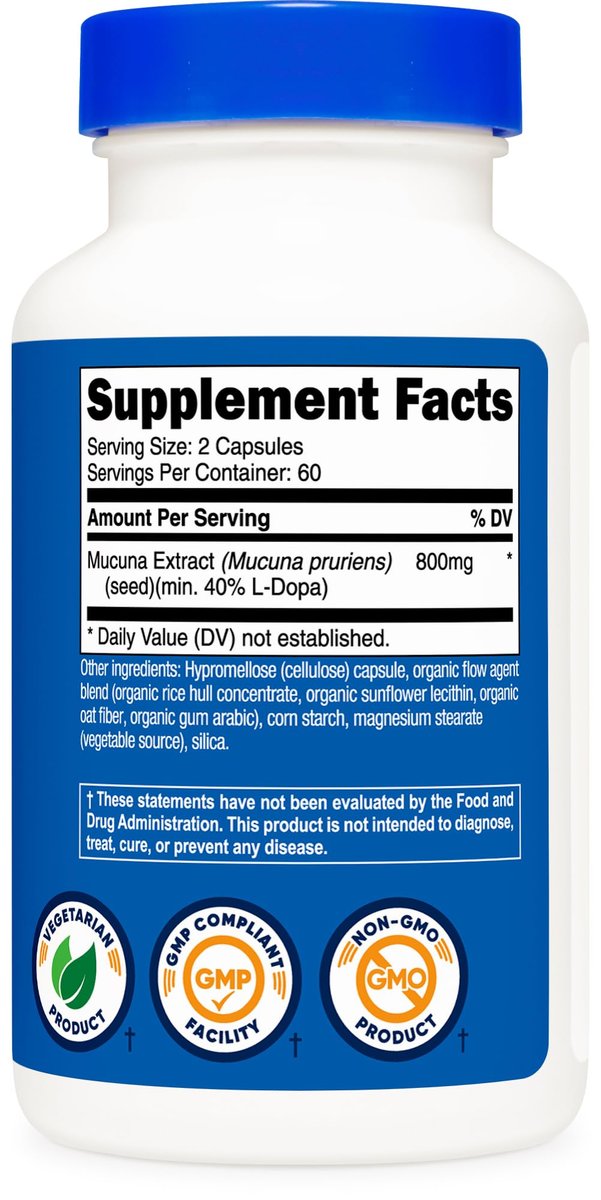 Nutricost Mucuna Pruriens 400mg, 120 Kapseln – 800mg pro Portion, vegane Kapseln, aus Mucuna-Puriens-Samen