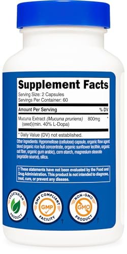 Nutricost Mucuna Pruriens 400mg, 120 Kapseln – 800mg pro Portion, vegane Kapseln, aus Mucuna-Puriens-Samen