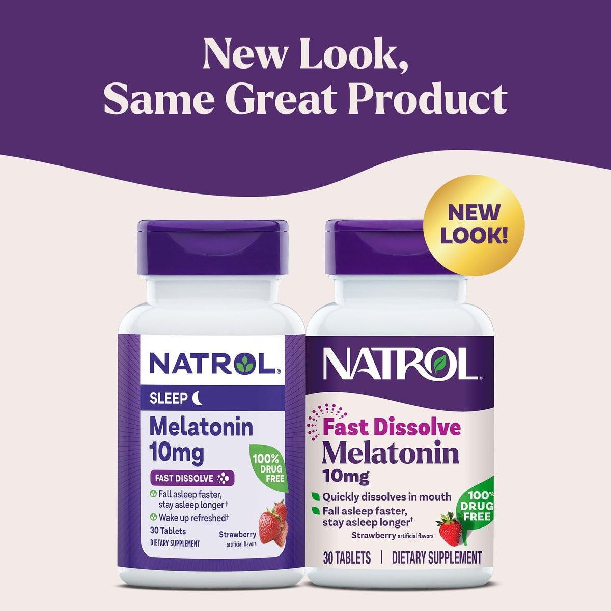 Natrol Melatonin 10mg Schmelztabletten - Erdbeergeschmack, 30 Stück, Schlafunterstützung für Erwachsene, 30-Tage-Vorrat