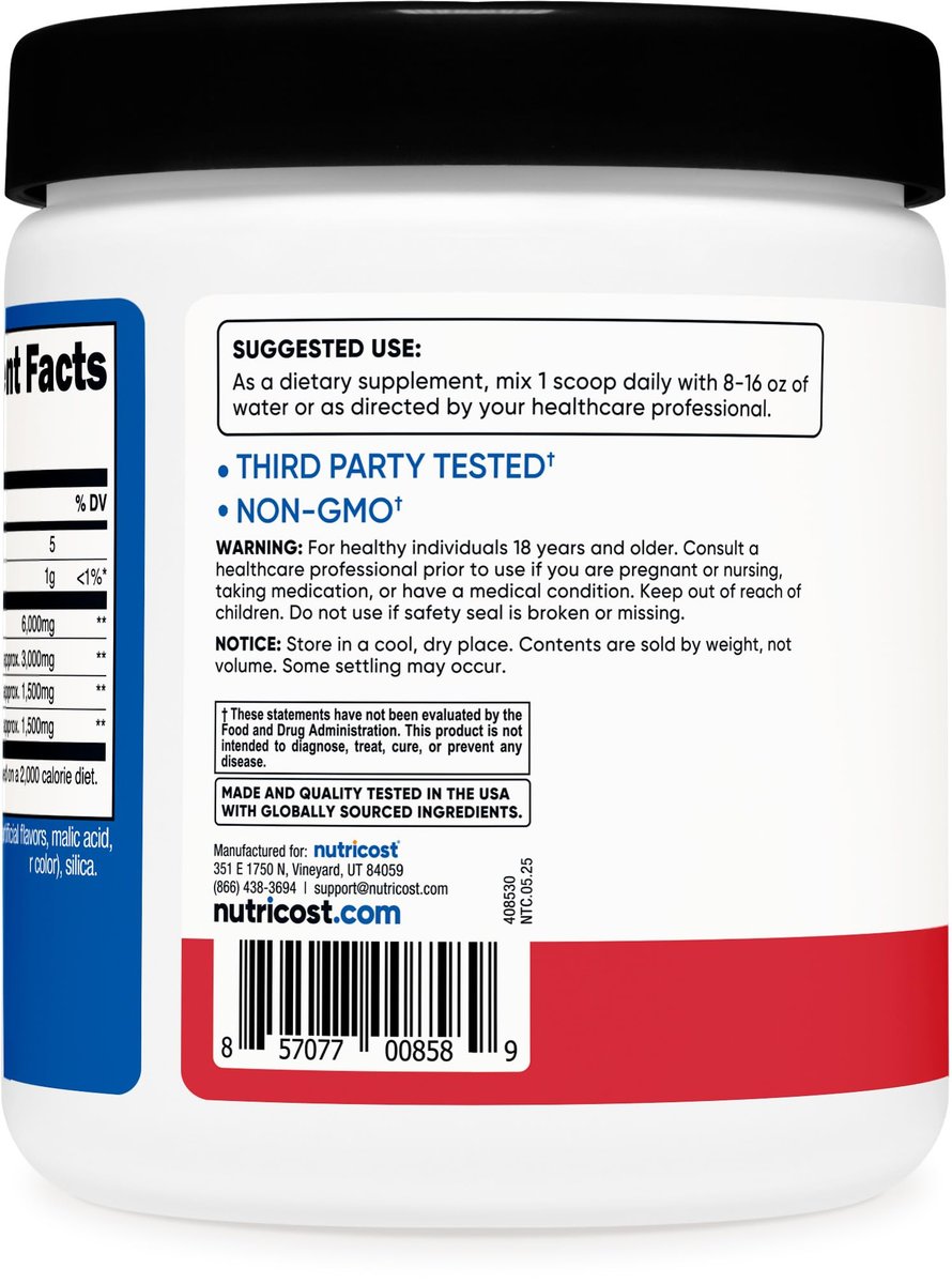 Nutricost BCAA Pulver (Erdbeer-Kiwi, 30 Portionen) - Optimales 2:1:1 Verhältnis