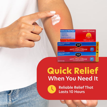 Berkley Jensen Maximum Strength Anti-Itch Cream (4 oz.) mit beruhigender Aloe Vera, 1% Hydrocortison Juckreizlinderung bei Ekzemen, Psoriasis, Insektenstichen, Giftefeu, Eichen und Sumach, 2er-Pack (2 x 2 oz.)