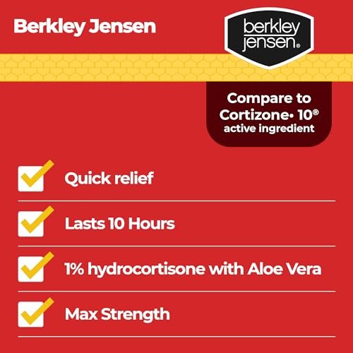 Berkley Jensen Maximum Strength Anti-Itch Cream (4 oz.) mit beruhigender Aloe Vera, 1% Hydrocortison Juckreizlinderung bei Ekzemen, Psoriasis, Insektenstichen, Giftefeu, Eichen und Sumach, 2er-Pack (2 x 2 oz.)