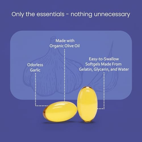 NaturaLife Labs Geruchloses Knoblauchöl – Konzentrierter 100:1 Knoblauchextrakt mit Olivenöl – 150 Softgels – Nicht-GVO, glutenfrei