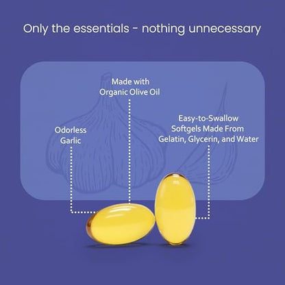 NaturaLife Labs Geruchloses Knoblauchöl – Konzentrierter 100:1 Knoblauchextrakt mit Olivenöl – 150 Softgels – Nicht-GVO, glutenfrei