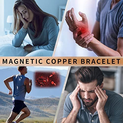 MagEnergy Kupferarmband für Damen und Herren – 99,9% reines Kupfer Magnetarmband mit 8 Magneten (3500 Gauss), verstellbarer Manschettenarmreif 6,8 Zoll
