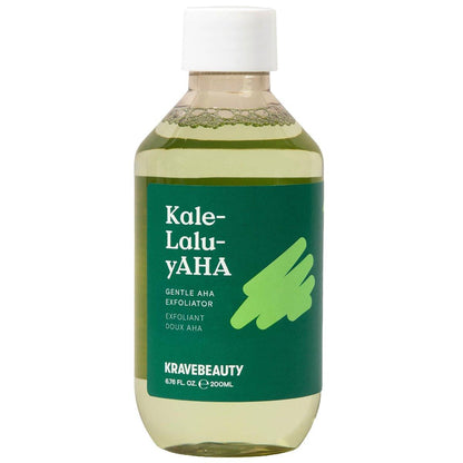 KraveBeauty Kale-Lalu-yAHA Peeling-Toner – Sanfte AHA-Flüssigexfoliation mit Glykolsäure & Grünkohl-Extrakt, verfeinert die Hautstruktur, gleicht den Hautton aus und befreit verstopfte Poren, parfümfrei, 200 ml