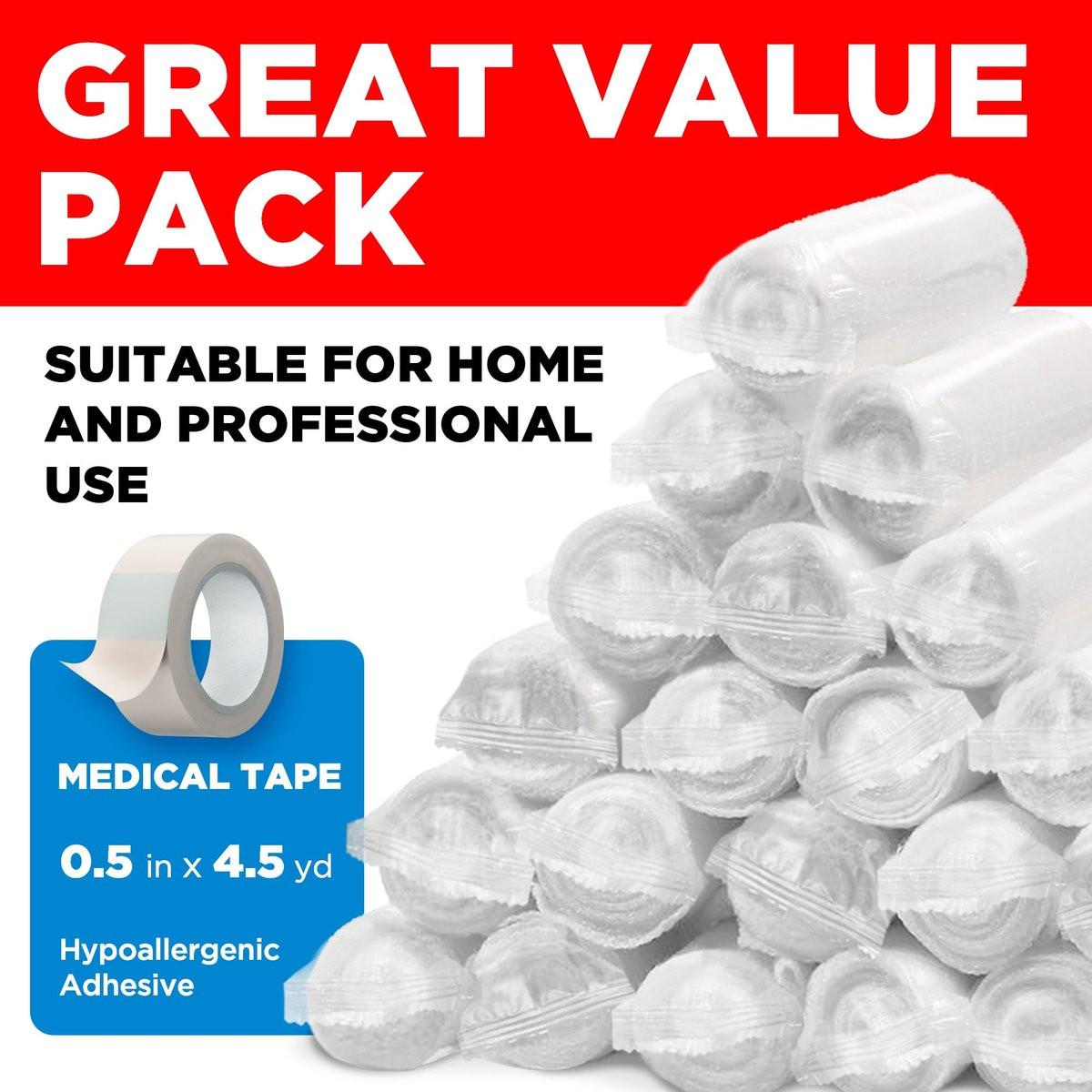 Premium Mullbinden - 20er Pack - 10 cm x 3,7 m Erste Hilfe Verbandmull - Einzeln verpackt + Gratis Tape - Atmungsaktive Mullbinde für Wunden