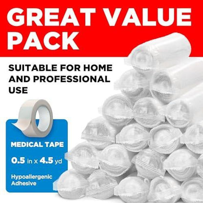 Premium Mullbinden - 20er Pack - 10 cm x 3,7 m Erste Hilfe Verbandmull - Einzeln verpackt + Gratis Tape - Atmungsaktive Mullbinde für Wunden