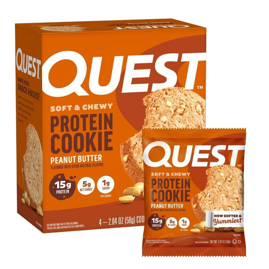Quest Nutrition Protein Cookie Erdnussbutter – 15 g Protein, 1 g Zucker, 5 g Netto-Kohlenhydrate, keto-freundlich, 4er-Pack