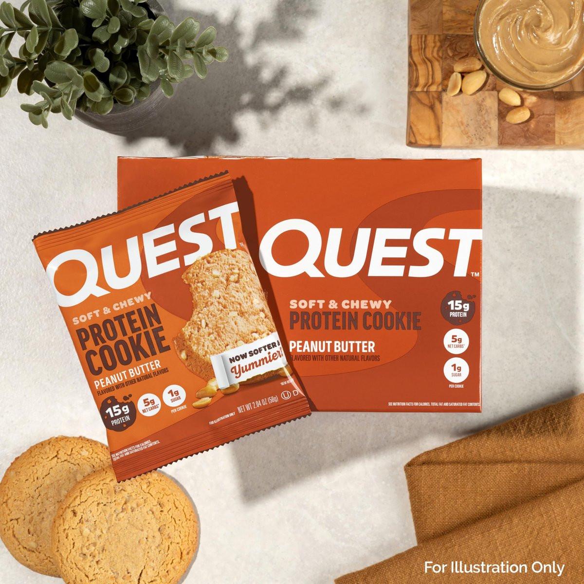 Quest Nutrition Protein Cookie Erdnussbutter – 15 g Protein, 1 g Zucker, 5 g Netto-Kohlenhydrate, keto-freundlich, 4er-Pack
