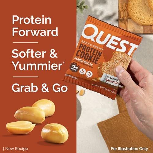 Quest Nutrition Protein Cookie Erdnussbutter – 15 g Protein, 1 g Zucker, 5 g Netto-Kohlenhydrate, keto-freundlich, 4er-Pack