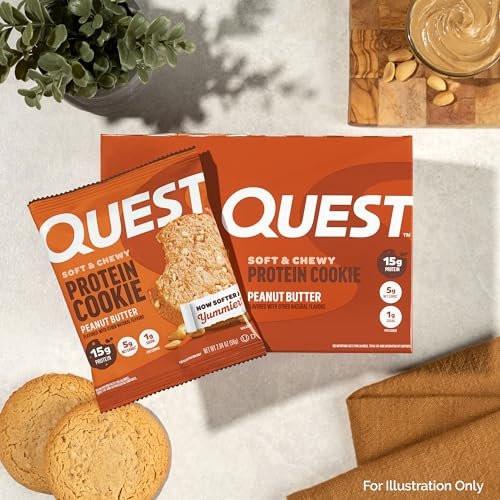Quest Nutrition Protein Cookie Erdnussbutter – 15 g Protein, 1 g Zucker, 5 g Netto-Kohlenhydrate, keto-freundlich, 4er-Pack
