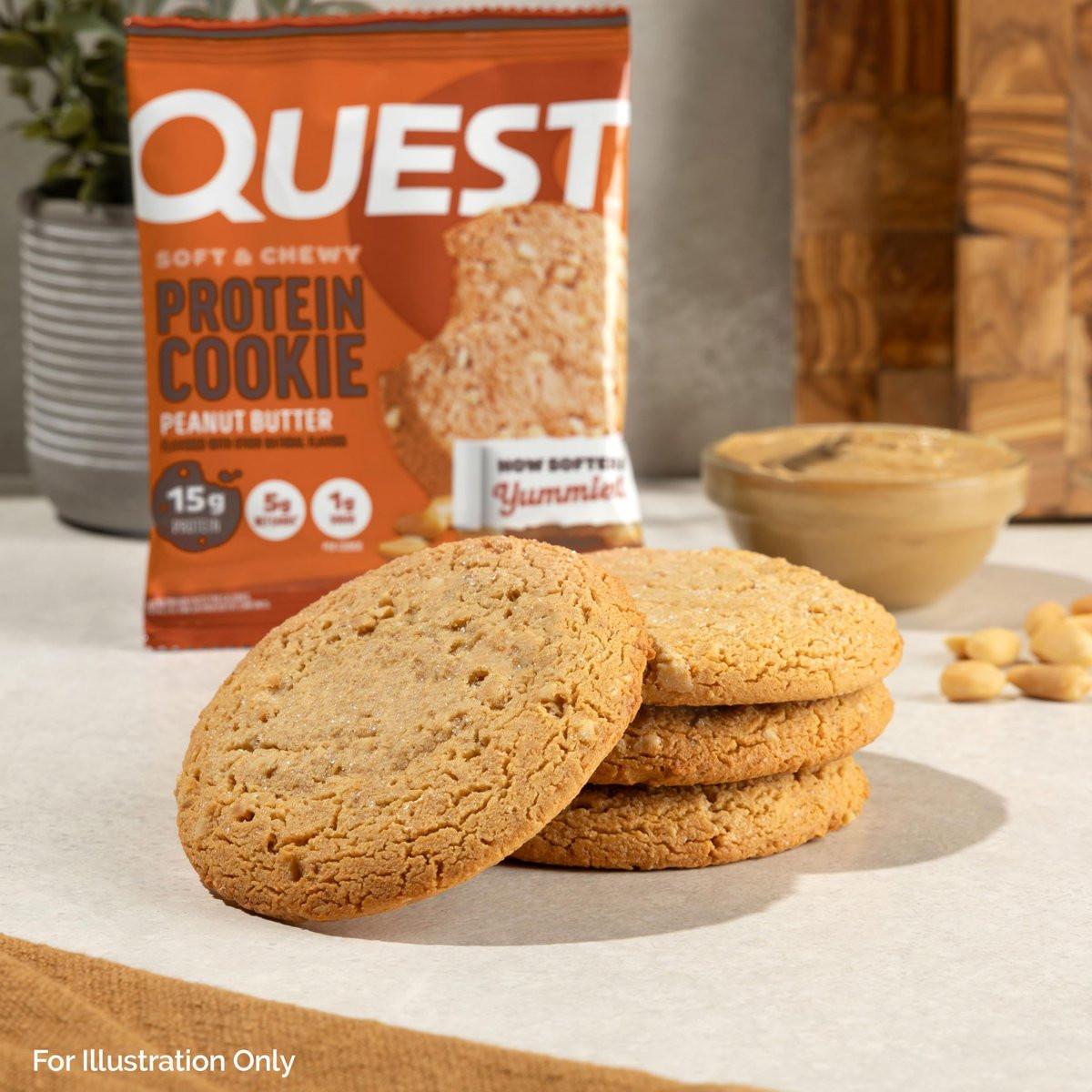 Quest Nutrition Protein Cookie Erdnussbutter – 15 g Protein, 1 g Zucker, 5 g Netto-Kohlenhydrate, keto-freundlich, 4er-Pack