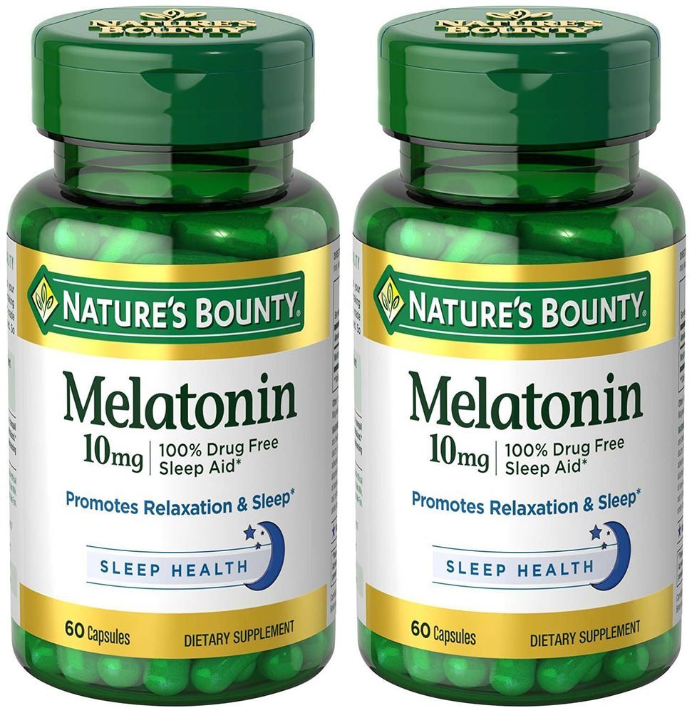 Nature's Bounty Melatonin 10 mg, 2 Flaschen (60 Kapseln) – Schlafhilfe