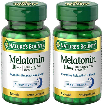 Nature's Bounty Melatonin 10 mg, 2 Flaschen (60 Kapseln) – Schlafhilfe