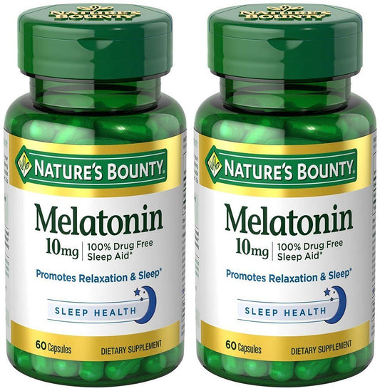 Nature's Bounty Melatonin 10 mg, 2 Flaschen (60 Kapseln) – Schlafhilfe