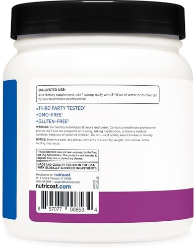 Nutricost BCAA Pulver (Traube, 60 Portionen) - Optimales 2:1:1 Verhältnis, Vegetarierfreundlich, Non-GMO, Glutenfrei
