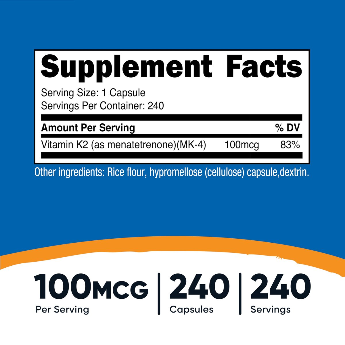 Nutricost Vitamin K2 (MK4) 240 Kapseln (100mcg) - Glutenfrei und Nicht-GVO
