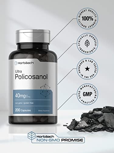 Horbäach Policosanol 40 mg – 200 Kapseln | Nicht-GVO & Glutenfrei