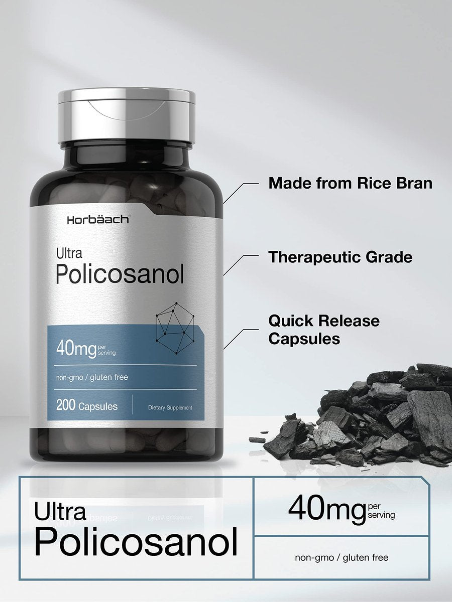 Horbäach Policosanol 40 mg – 200 Kapseln | Nicht-GVO & Glutenfrei