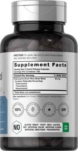 Horbäach Policosanol 40 mg – 200 Kapseln | Nicht-GVO & Glutenfrei