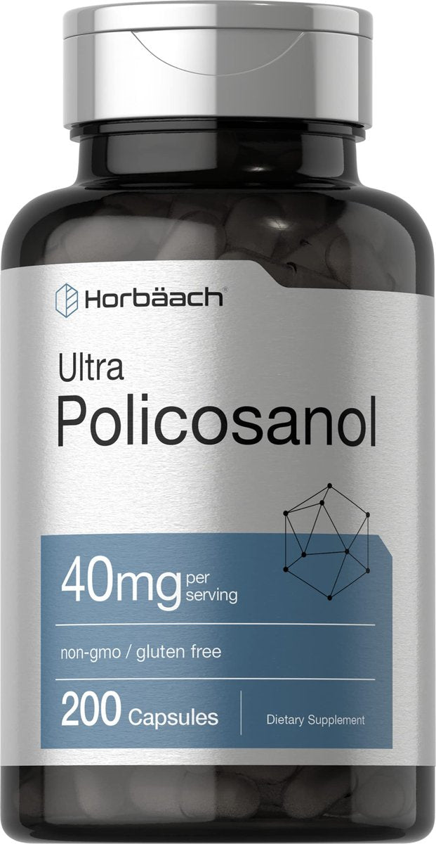 Horbäach Policosanol 40 mg – 200 Kapseln | Nicht-GVO & Glutenfrei