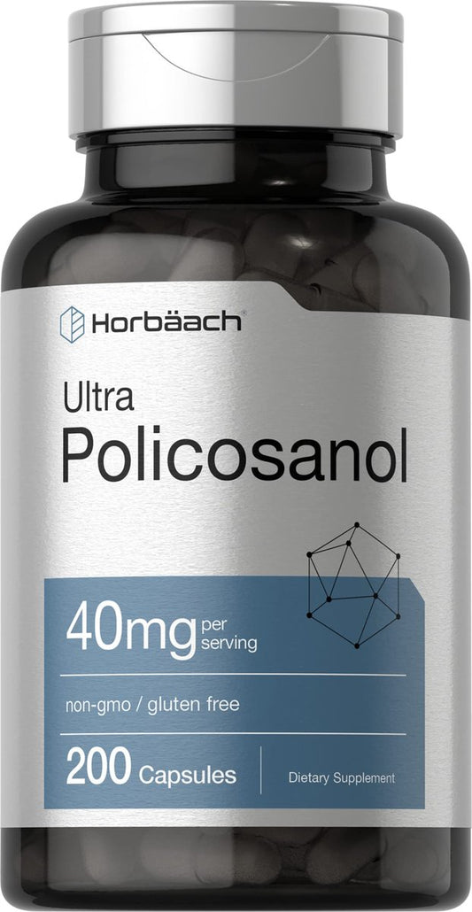 Horbäach Policosanol 40 mg – 200 Kapseln | Nicht-GVO & Glutenfrei