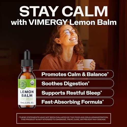 Vimergy Bio-Zitronenmelisse-Tinktur, USDA Organic, Alkoholfrei, 30 ml