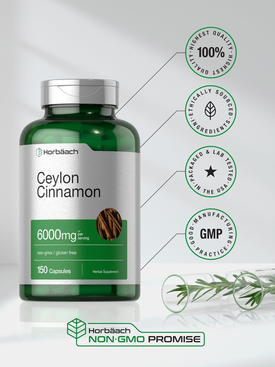 Horbäach Ceylon-Zimt Ergänzung | 150 Kapseln | Kräuterextrakt-Pillen | Non-GMO & Glutenfrei