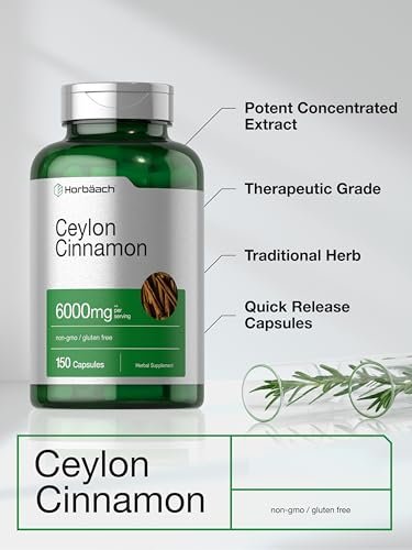 Horbäach Ceylon-Zimt Ergänzung | 150 Kapseln | Kräuterextrakt-Pillen | Non-GMO & Glutenfrei