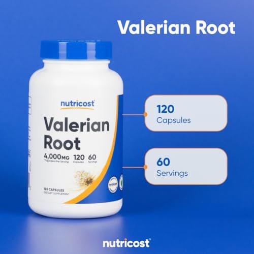 Nutricost Baldrianwurzel-Extrakt 120 Kapseln – 60 Portionen pro Flasche – Vegetarisch, GMO-frei & glutenfrei