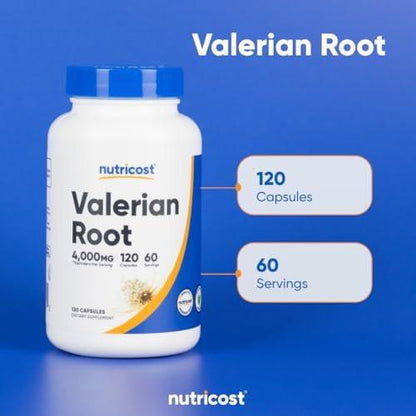 Nutricost Baldrianwurzel-Extrakt 120 Kapseln – 60 Portionen pro Flasche – Vegetarisch, GMO-frei & glutenfrei