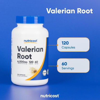 Nutricost Baldrianwurzel-Extrakt 120 Kapseln – 60 Portionen pro Flasche – Vegetarisch, GMO-frei & glutenfrei