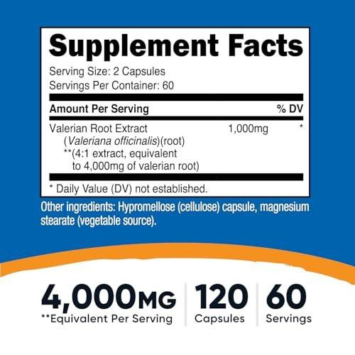 Nutricost Baldrianwurzel-Extrakt 120 Kapseln – 60 Portionen pro Flasche – Vegetarisch, GMO-frei & glutenfrei