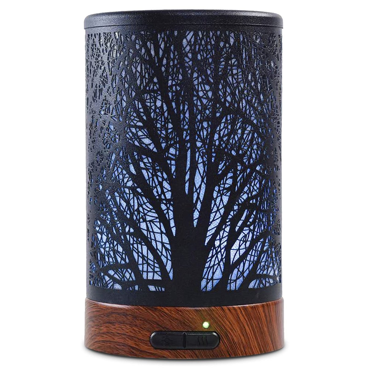 EQUSUPRO Aromatherapie Diffuser 150ml Schwarz Metalldiffuser Ultraschall Kaltnebel Diffuser mit automatischer Abschaltung, 7 Farben LED für Zuhause Büro SPA Yoga (A-Baum)