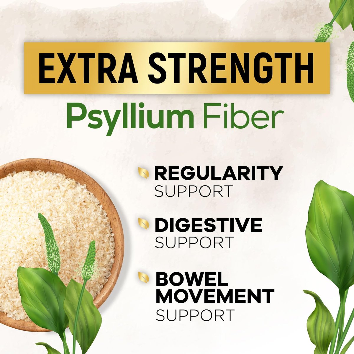 Psyllium-Schalenpulver 2000 mg pro Portion – Extra starkes Psyllium-Faserpulver – Natürliche lösliche Ballaststoffpillen für Verdauung, Darmgesundheit & Regelmäßigkeit – in den USA abgefüllt – 120 Kapseln