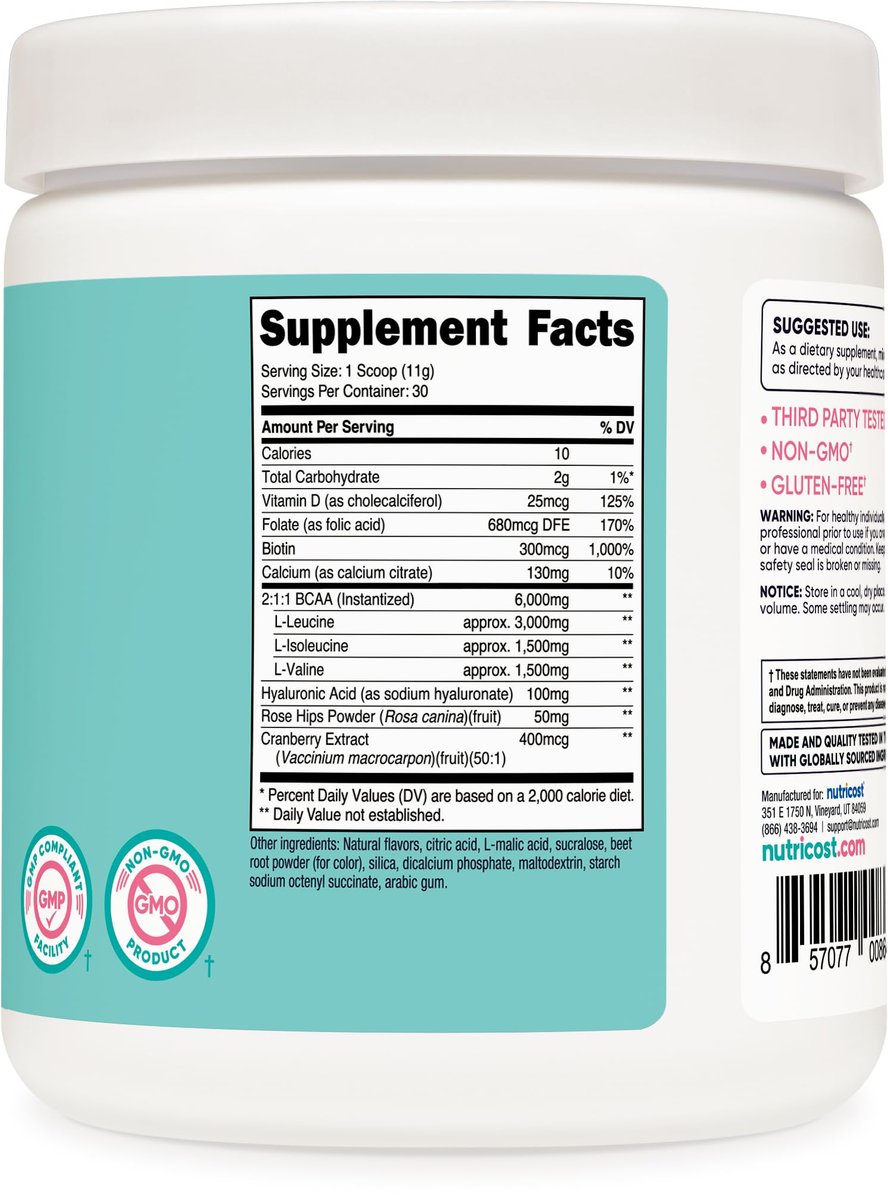 Nutricost BCAA für Frauen (Erdbeer-Limonade, 30 Portionen) - Speziell für Frauen entwickelt - Non-GMO und Glutenfrei