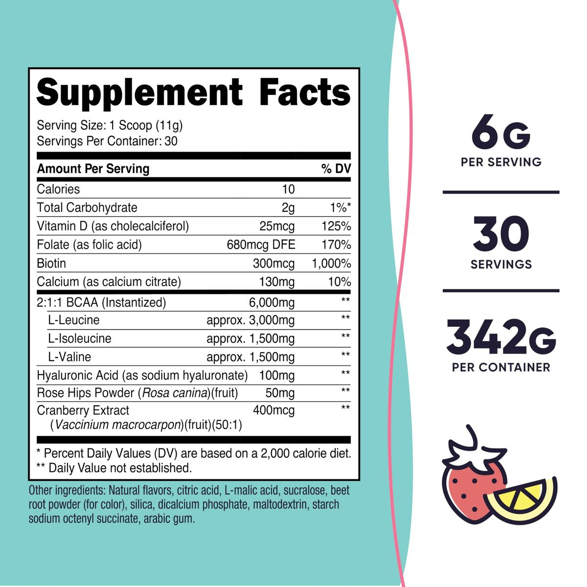 Nutricost BCAA für Frauen (Erdbeer-Limonade, 30 Portionen) - Speziell für Frauen entwickelt - Non-GMO und Glutenfrei