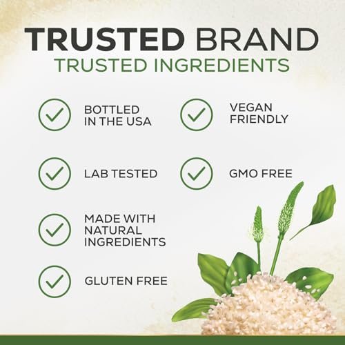 Psyllium-Faserpulver 2000mg pro Portion – Extra starke Psyllium-Faserkapseln – Natürliche lösliche Ballaststoffe zur Unterstützung der Verdauung, Darmgesundheit & Regelmäßigkeit – Hergestellt in USA – 60 Kapseln