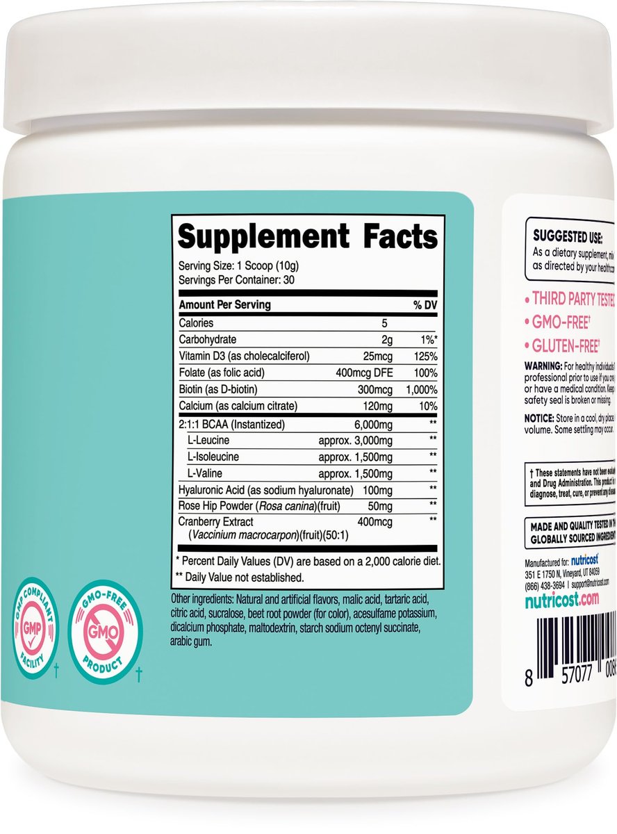Nutricost BCAA für Frauen – Wassermelone, 30 Portionen – Speziell für Frauen entwickelt – Non-GMO & glutenfrei