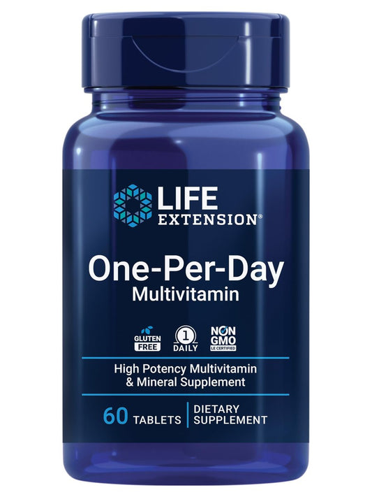 Life Extension One-Per-Day Multivitamin – Über 25 Vitamine, Mineralien & Pflanzenextrakte, Quercetin, 5-MTHF-Folat & mehr – 1-täglich, Nicht-GVO, glutenfrei – 60 Tabletten