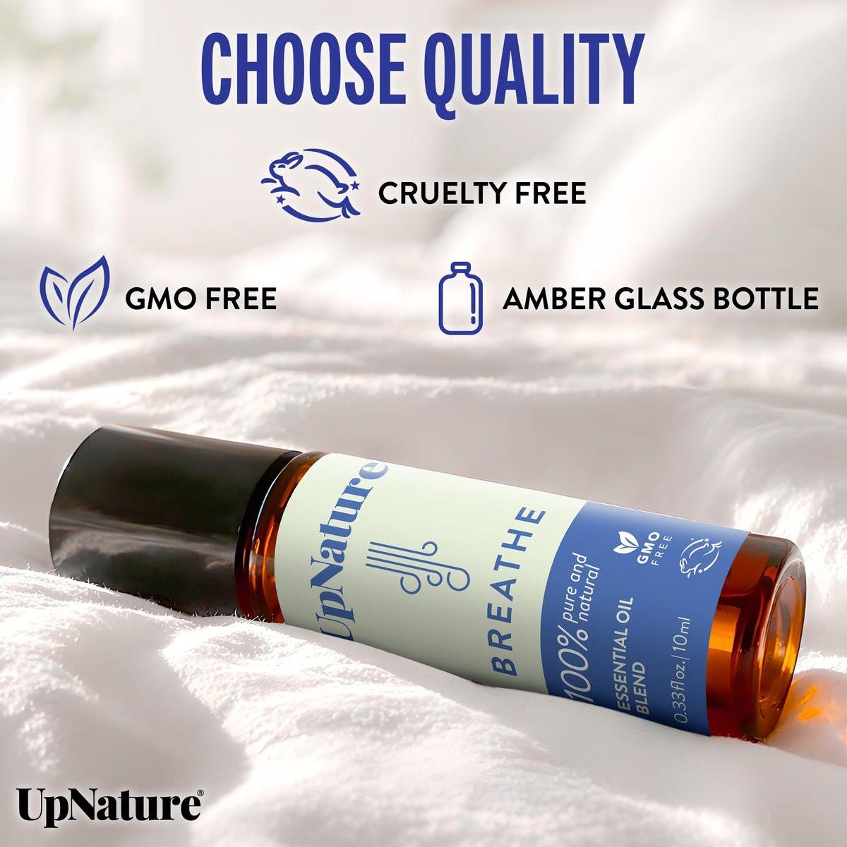 UpNature Breathe Essential Oil Roll On – Atemunterstützung natürlich – Premium Qualität mit Pfefferminze, Teebaum & Eukalyptus