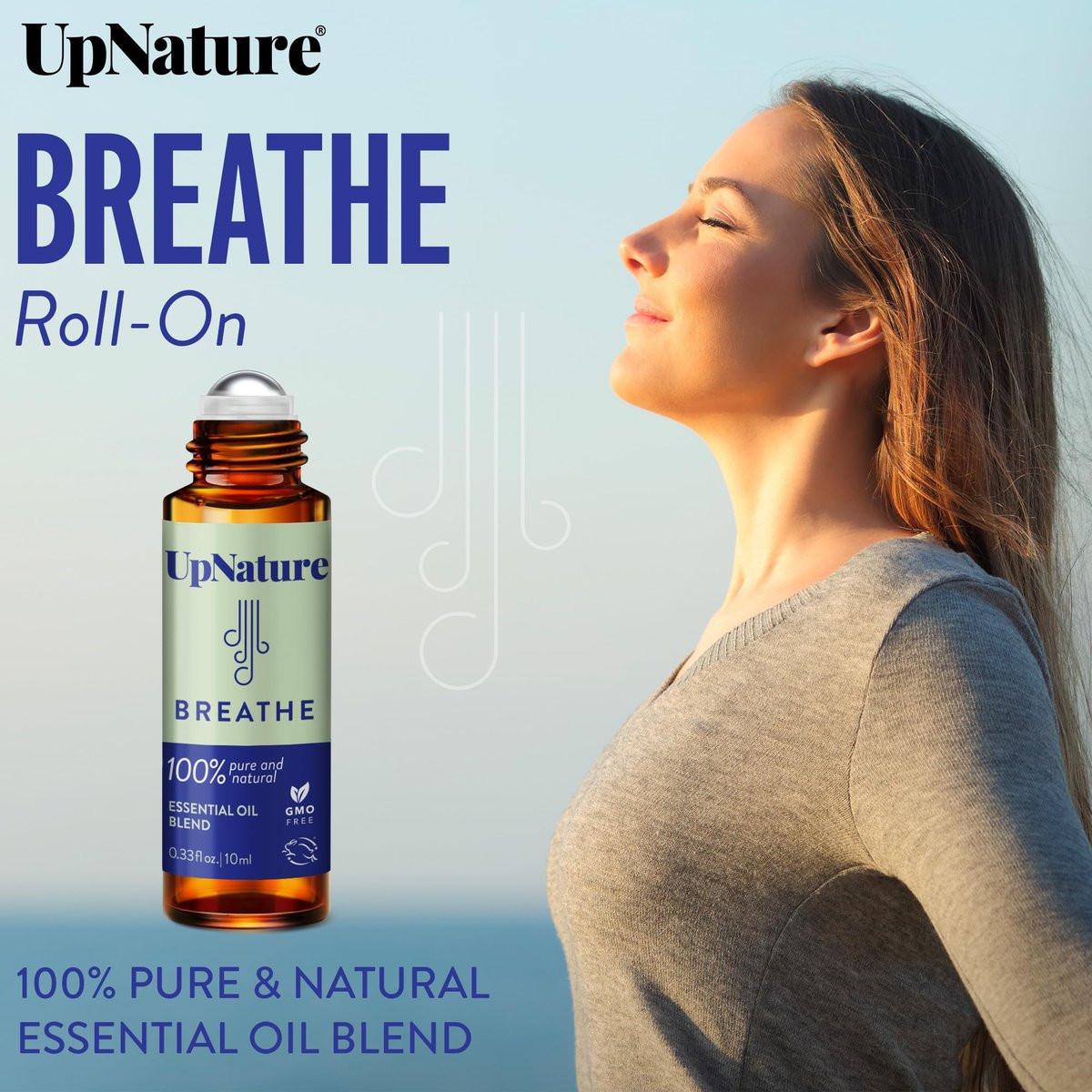 UpNature Breathe Essential Oil Roll On – Atemunterstützung natürlich – Premium Qualität mit Pfefferminze, Teebaum & Eukalyptus